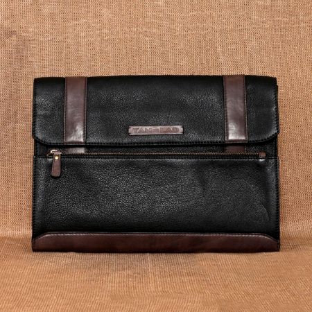 Handcrafted Charcoal Black Currant Sleeves Pouches Leather Modern